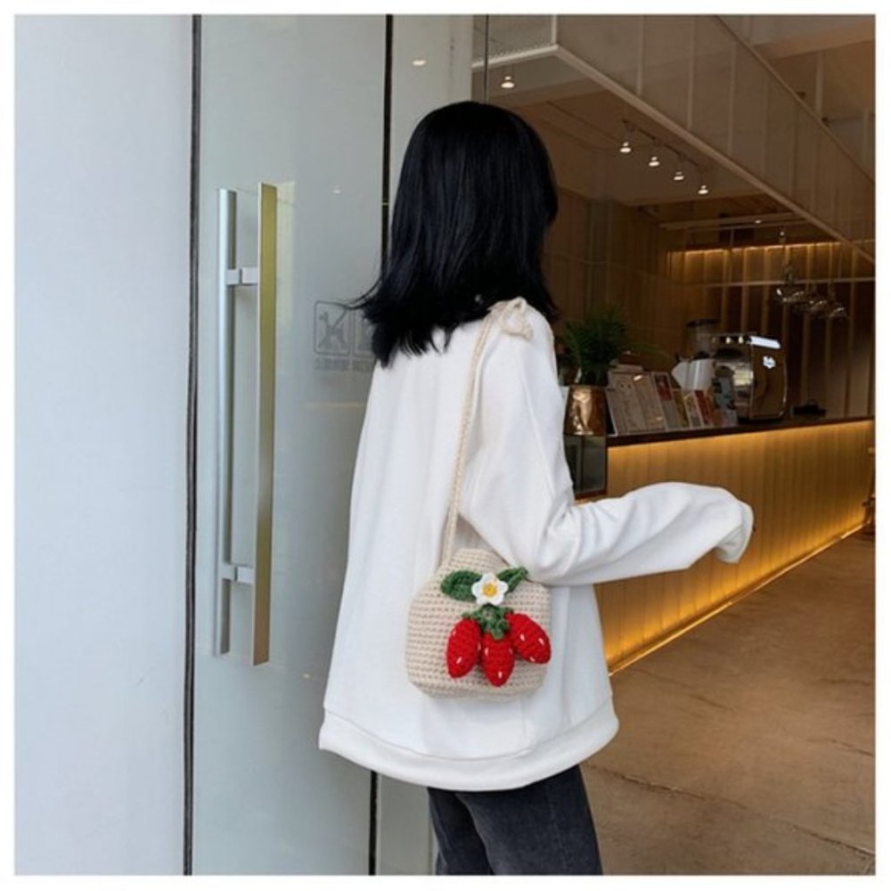 🍓Strawberry Small Knitted Bucket Crossbody Bag🍓